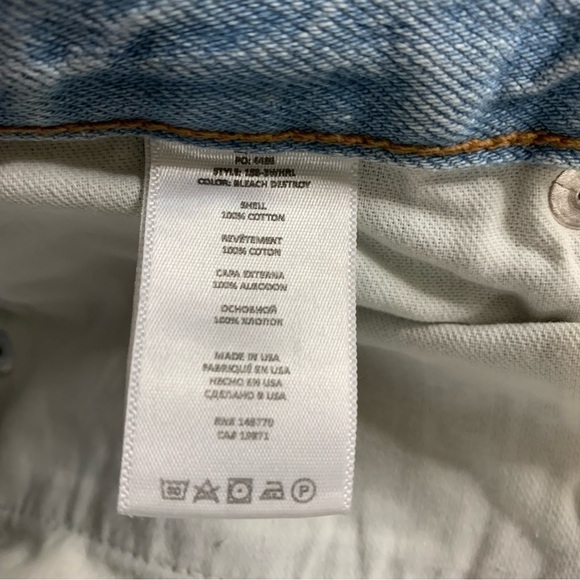 RE/DONE 90s High Rise Loose Bleach Destroyed Jeans Straight Leg Button Fly - Picture 7 of 14